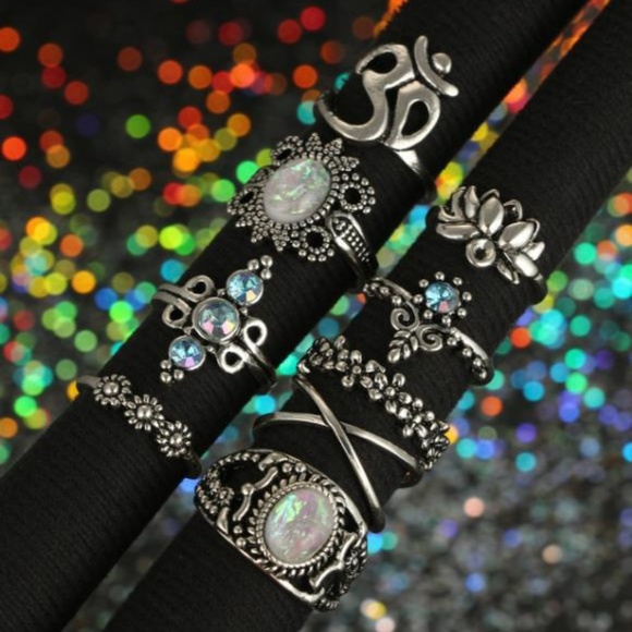 NEW 9pc garden of flowers ring set - Picture 3 of 6